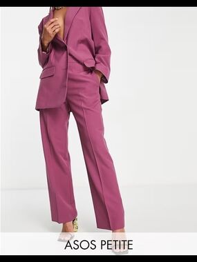 ASOS DESIGN Magenta Pant Slim Straight Suit Pant sz 6 Petite